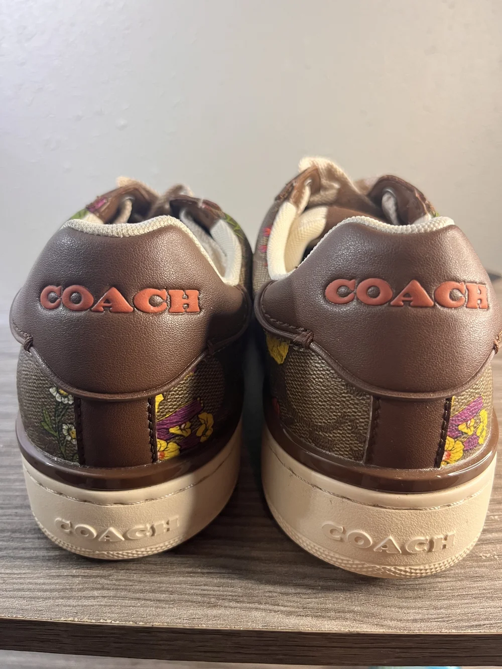 Coach Kids Floral & Signature Canvas Low-Tops in Brown and Navy